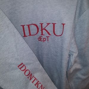 IDKU red grey crew neck sweater